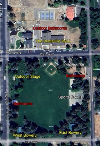 Aerial View of Huntsville Park with labels