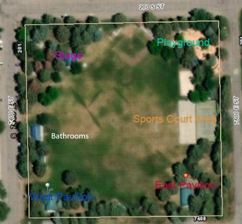 Aerial View of Huntsville Park with labels